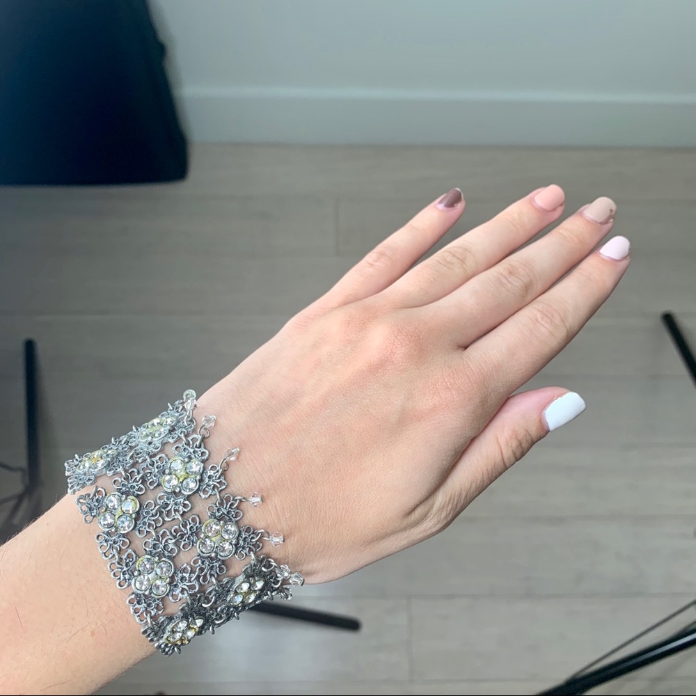 Silver Diamond Statement Bracelet - image 1